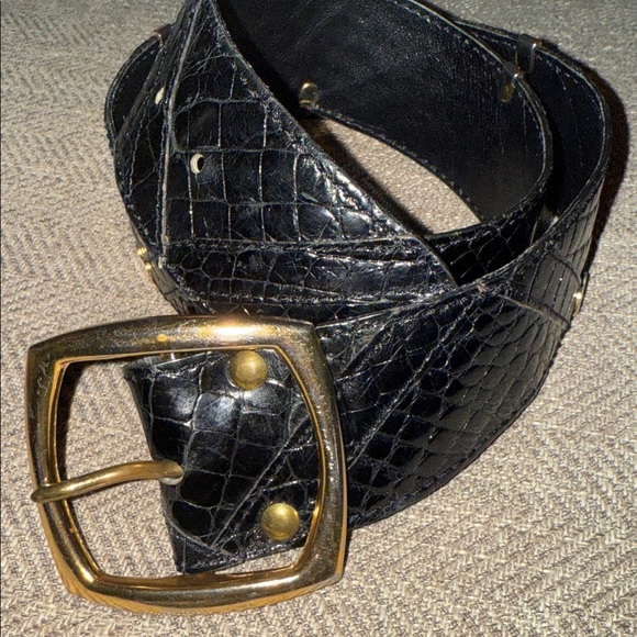 Sepcoeur Black Crocodile Leather Belt SZ 28.5/30.5 - Picture 3 of 6